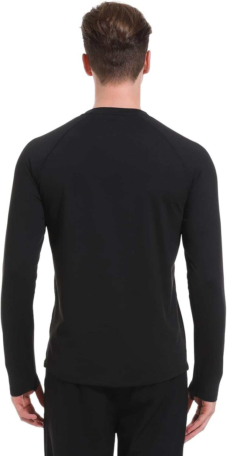 Men's Fleece Lined Thermal Shirts Midweight Crew/Mock Neck Base Layer Long Sleeve Top Cold Weather Workout