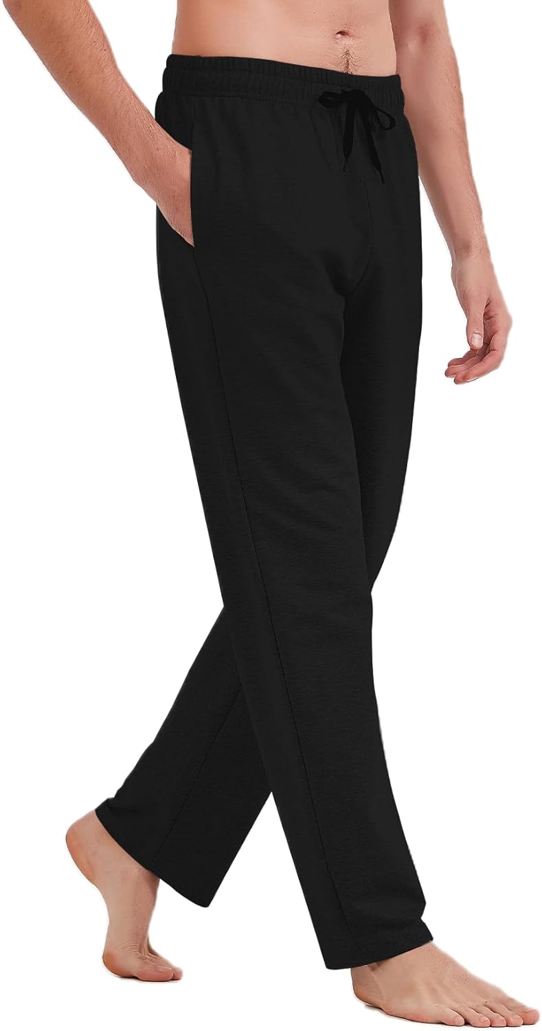 Long Inseam men Tall Sweatpants Open Bottom Joggers Athletic Yoga Pants with Pockets