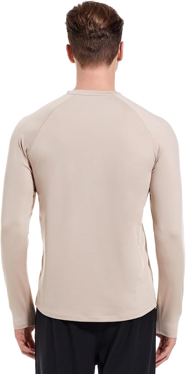 Men's Fleece Lined Thermal Shirts Midweight Crew/Mock Neck Base Layer Long Sleeve Top Cold Weather Workout