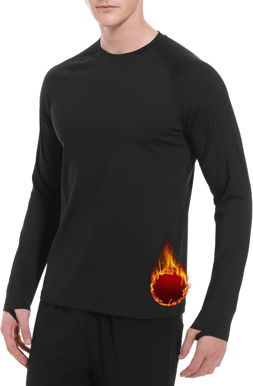 Men's Fleece Lined Thermal Shirts Midweight Crew/Mock Neck Base Layer Long Sleeve Top Cold Weather Workout