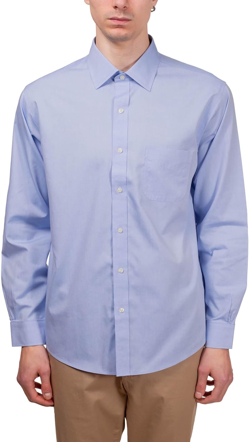 men Non-Iron Polo Button Down Pinpoint Regular Dress Shirt