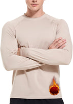 Men's Fleece Lined Thermal Shirts Midweight Crew/Mock Neck Base Layer Long Sleeve Top Cold Weather Workout