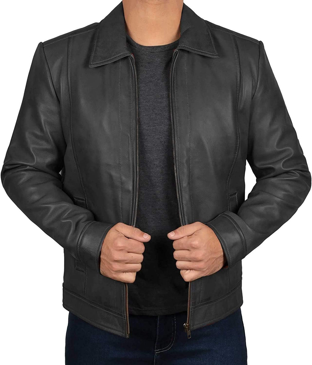 Brown Leather Jacket Men - Black Real Lambskin Men Leather Jacket