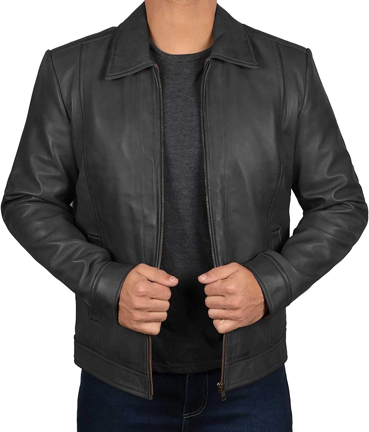Brown Leather Jacket Men - Black Real Lambskin Men Leather Jacket