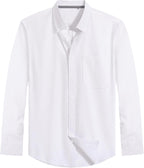 men Oxford Shirt Solid Casual Button Down Collar Shirts Long Sleeve Dress Shirts with Pocket