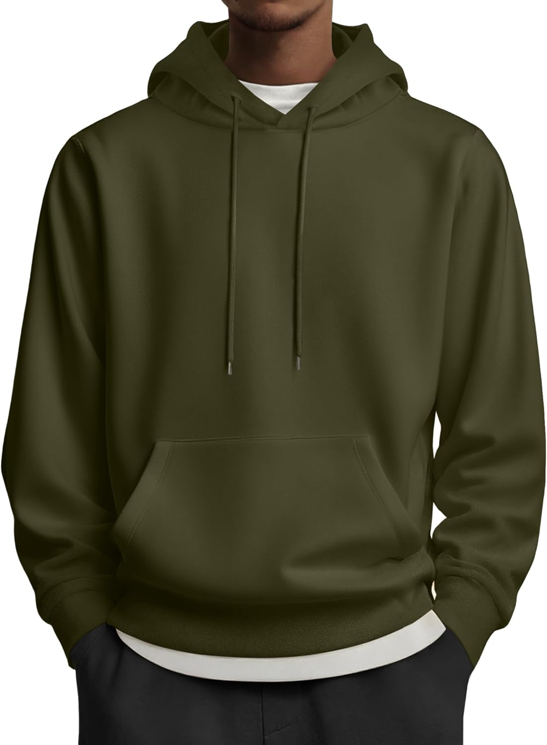 Mens Hoodies Pullover Long Sleeve Casual Fashion Sweatshirts Drawstring Gym Hooded Shirt with Kanga Pocket