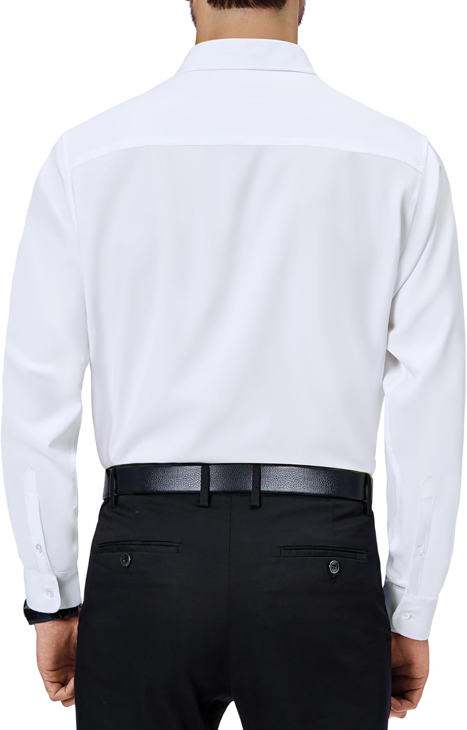 men Dress Shirts 4-Way Stretch Long Sleeve Collared Casual Solid Wedding Dating Button Down Shirt