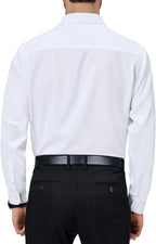 men Dress Shirts 4-Way Stretch Long Sleeve Collared Casual Solid Wedding Dating Button Down Shirt