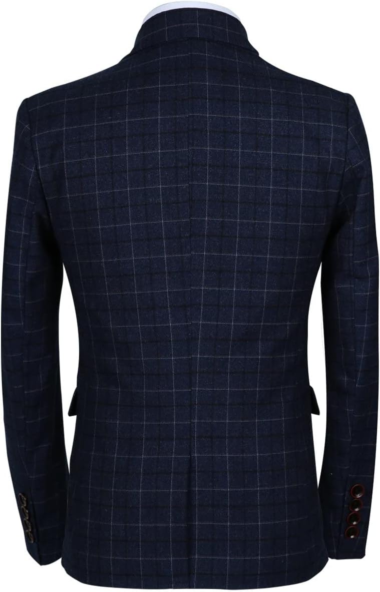 Men 3-Piece Slim Fit Plaid Suit - Blazer, Vest, and Pants Set for Wedding, Prom, and Business