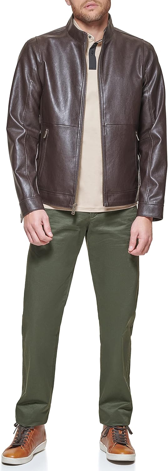 Men  Faux Leather Racer Jacket