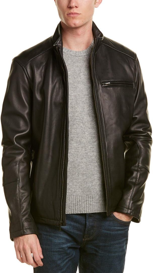 Men Smooth Leather Moto Jacket