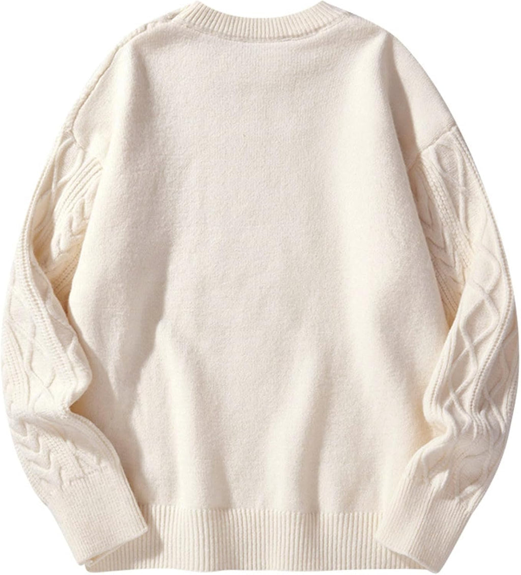 Mens Oversized Sweater Unisex Long Sleeve Cable Knit Sweaters Aesthetic Streetwear Casual Sweater Jumper Tops