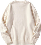 Mens Oversized Sweater Unisex Long Sleeve Cable Knit Sweaters Aesthetic Streetwear Casual Sweater Jumper Tops