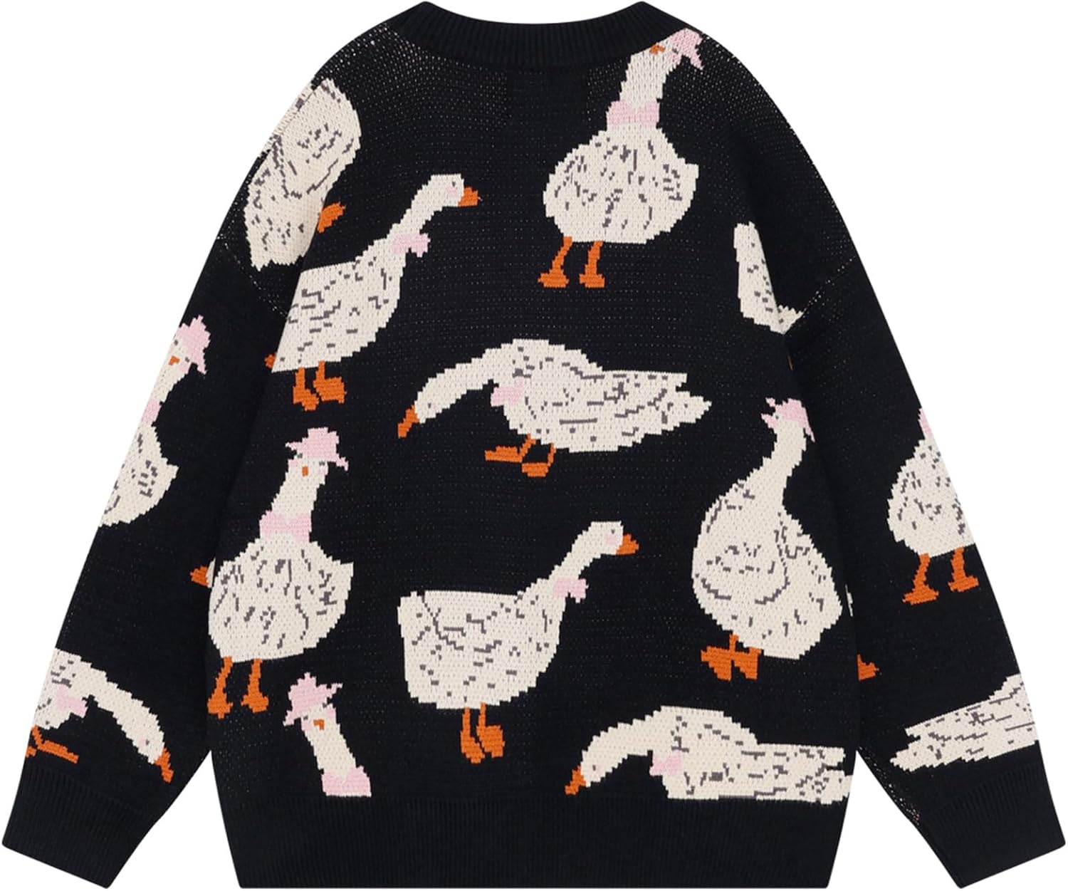 Goose Printed Sweater Crewneck Pullover Sweater Long Sleeve Casual Oversized Tops