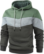 Men's Novelty Color Block Pullover Fleece Hoodie Long Sleeve Casual Sweatshirt with Pocket