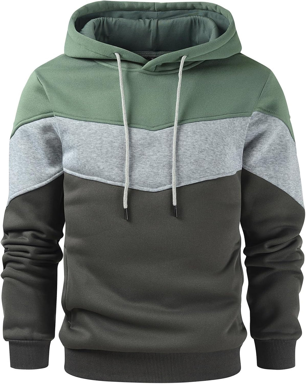 Men's Novelty Color Block Pullover Fleece Hoodie Long Sleeve Casual Sweatshirt with Pocket
