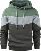 Men's Novelty Color Block Pullover Fleece Hoodie Long Sleeve Casual Sweatshirt with Pocket