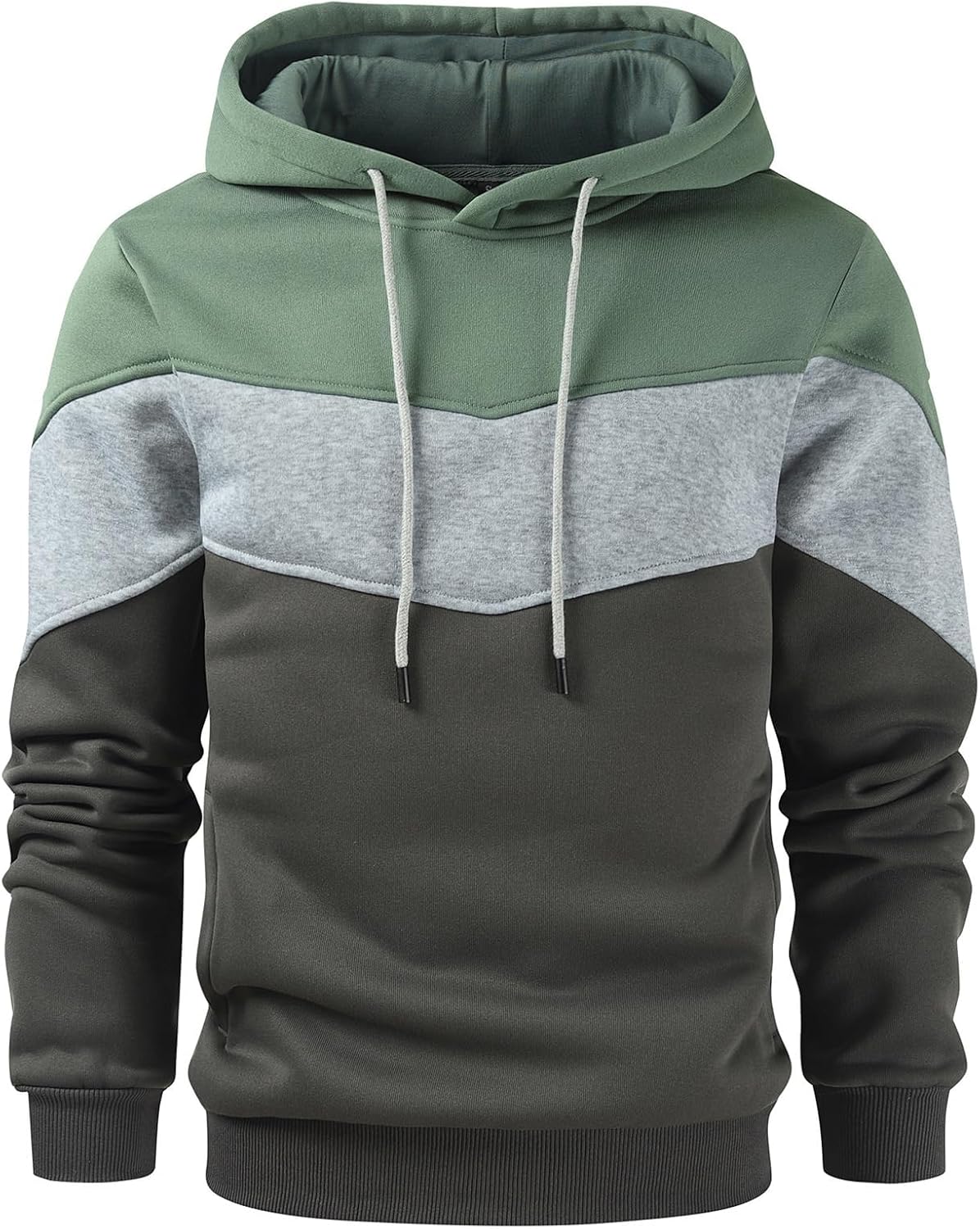 Men's Novelty Color Block Pullover Fleece Hoodie Long Sleeve Casual Sweatshirt with Pocket