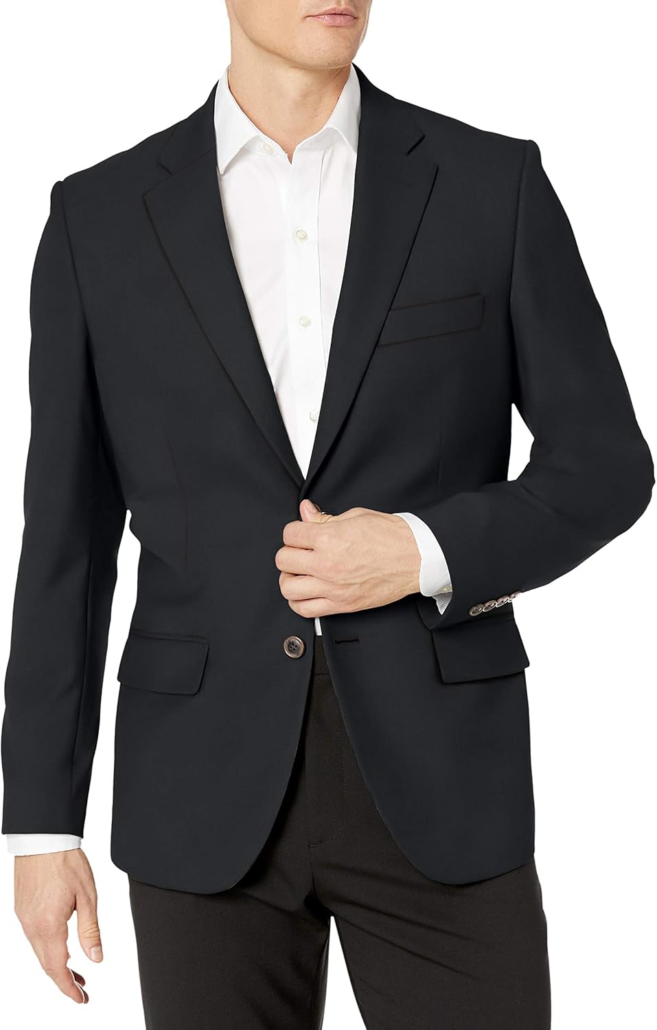 Men Long-Sleeve Classic-fit Button-Front Stretch Blazer