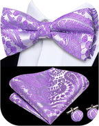 Bow Ties for Men Pre-Tied Pocket Square with Cufflinks Men Bowtie Sets for Wedding Formal Party