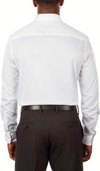 men Dress Shirt Slim Fit Flex Collar Stretch Solid