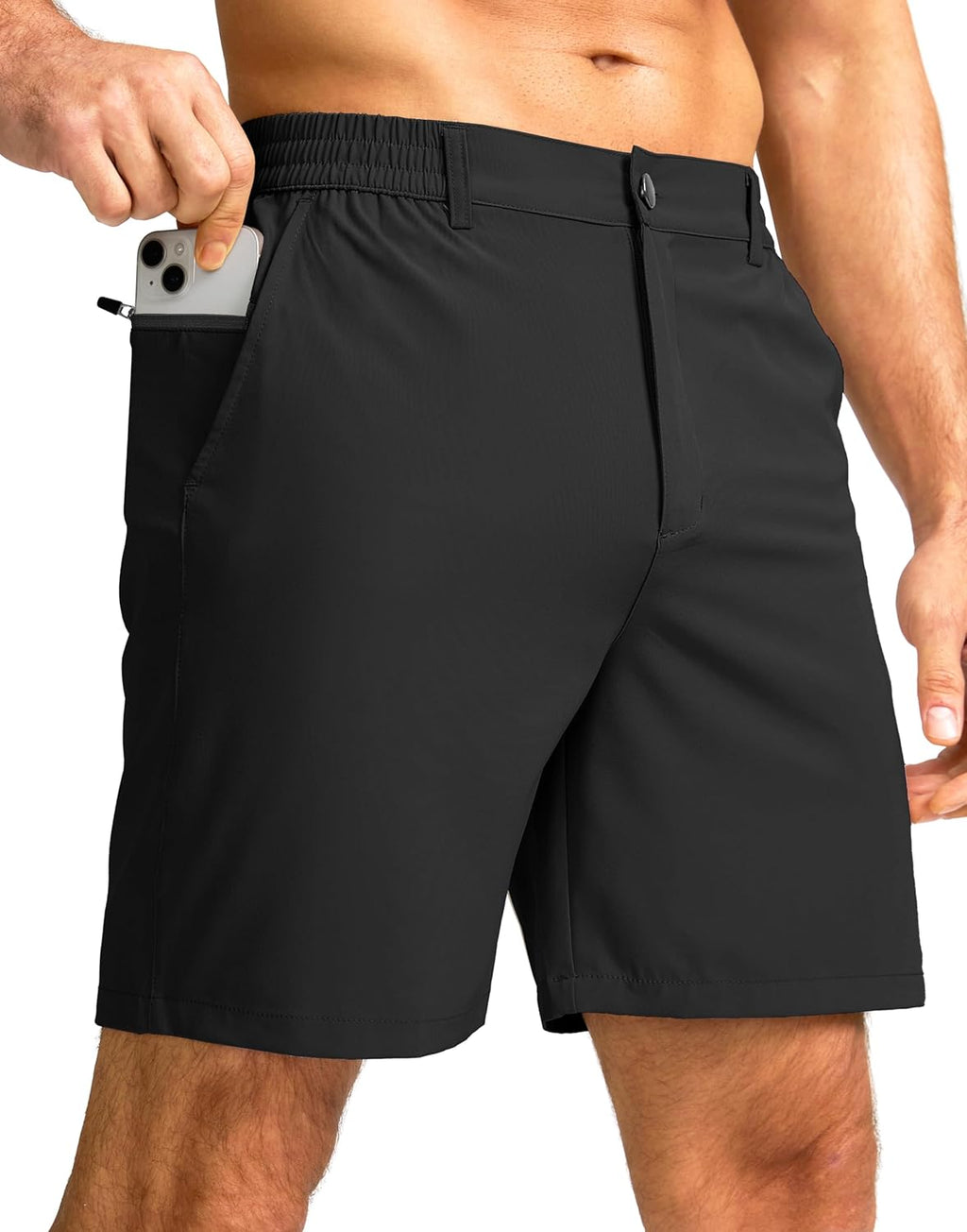 men Casual Shorts 7" Lightweight Golf Shorts for Men Stretch with 3 Pockets Quick Dry Breathable Work Shorts