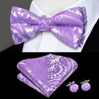 Bow Ties for Men Pre-Tied Pocket Square with Cufflinks Men Bowtie Sets for Wedding Formal Party