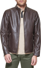 Men  Faux Leather Racer Jacket