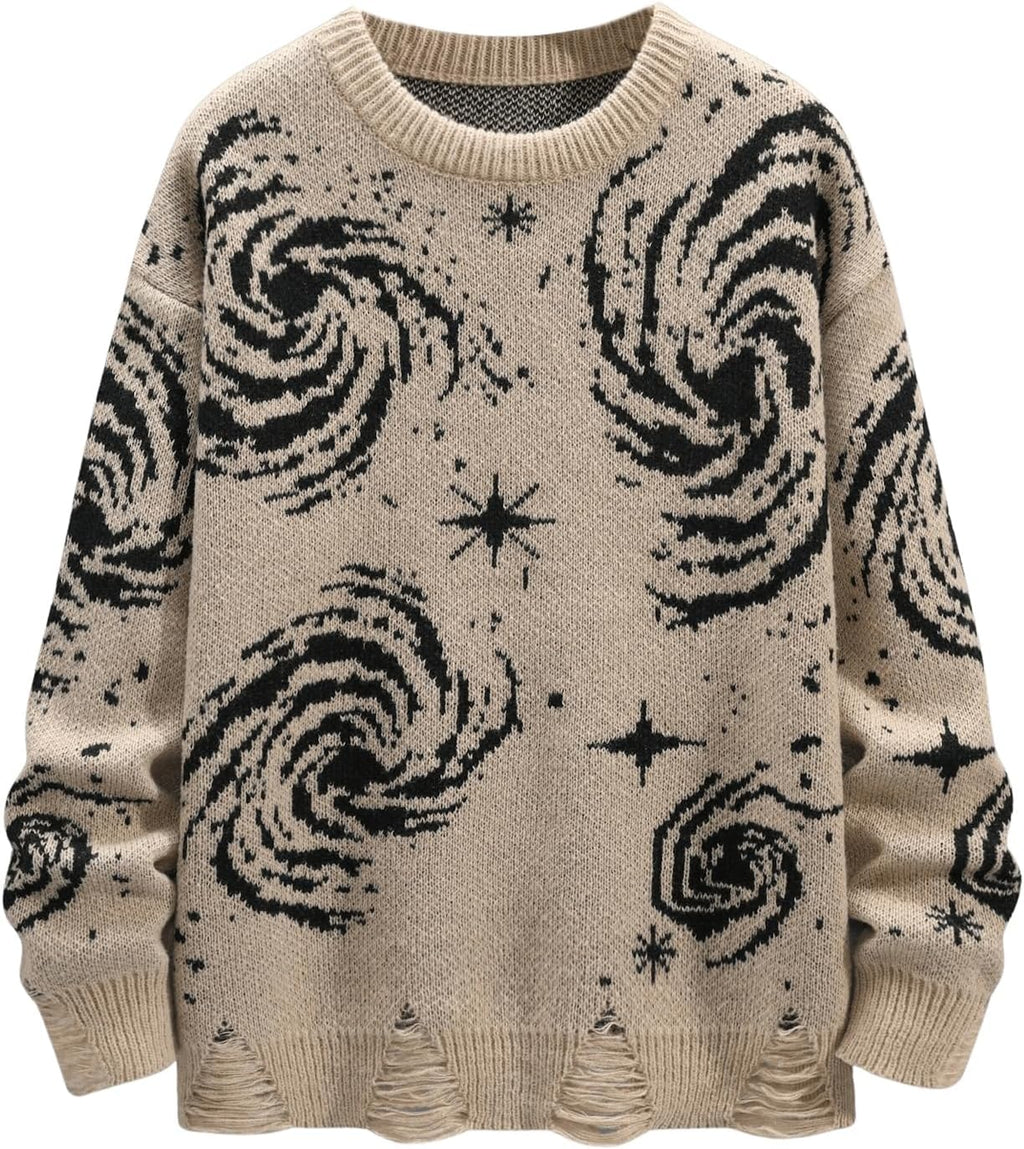 Men's  Sweater Graphic Pattern Goth Punk Sweater Ripped Crewneck Long Sleeve Pullover Sweater