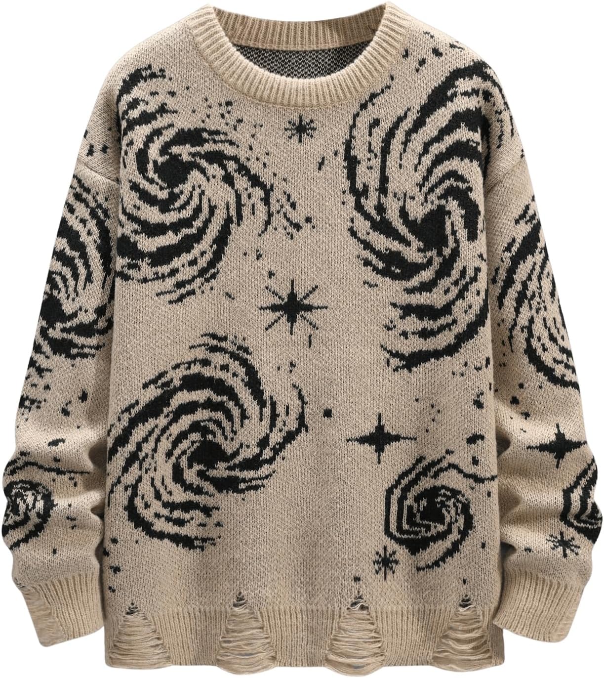 Men's  Sweater Graphic Pattern Goth Punk Sweater Ripped Crewneck Long Sleeve Pullover Sweater