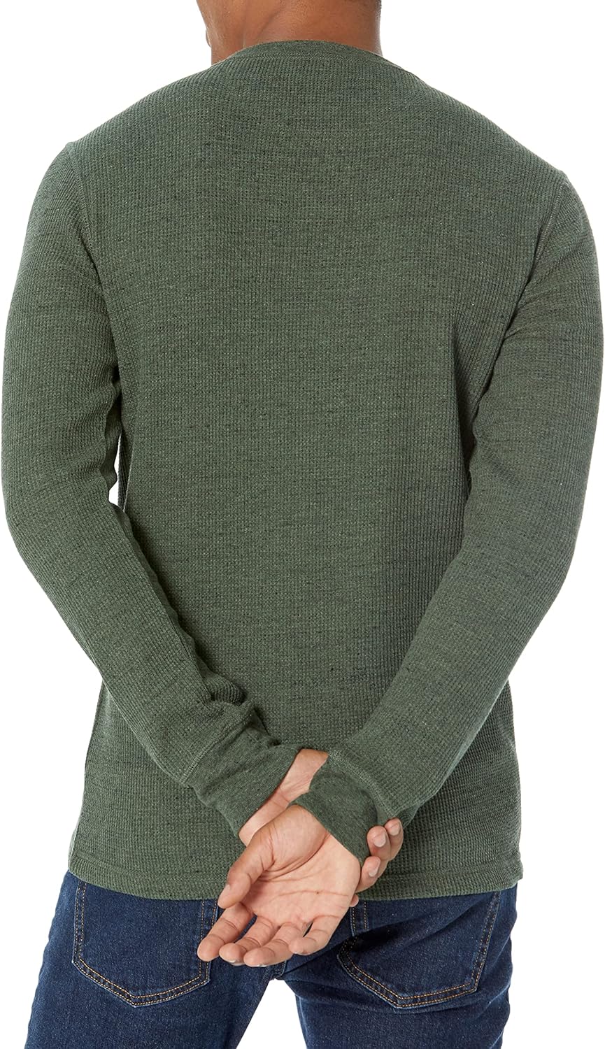 Long Sleeve Waffle Henley Shirts for Men, Slim-Fit