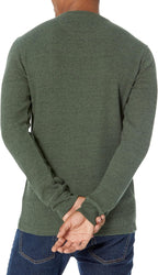 Long Sleeve Waffle Henley Shirts for Men, Slim-Fit