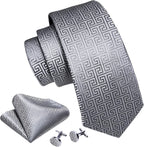Classic Men Ties Silk Necktie Pocket Square Cufflinks Set Woven Designer Wedding Business