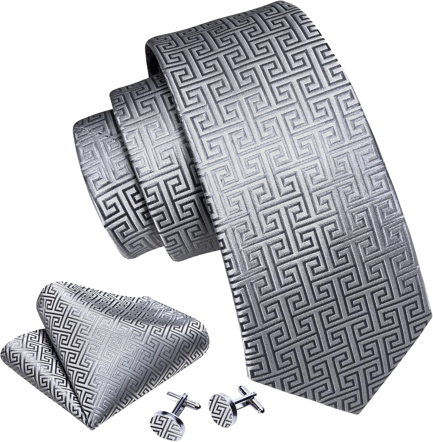 Classic Men Ties Silk Necktie Pocket Square Cufflinks Set Woven Designer Wedding Business
