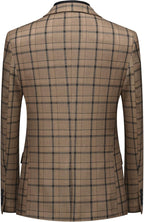 Men 3-Piece Slim Fit Plaid Suit - Blazer, Vest, and Pants Set for Wedding, Prom, and Business